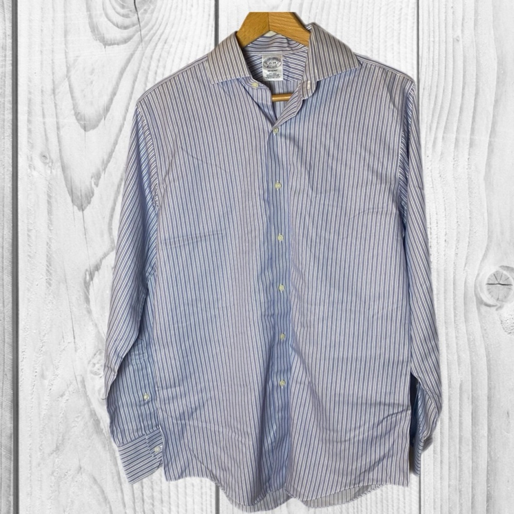 Brooks Brothers Classic Blue Pinstripe‎ Shirt button up long sleeve size 15-34